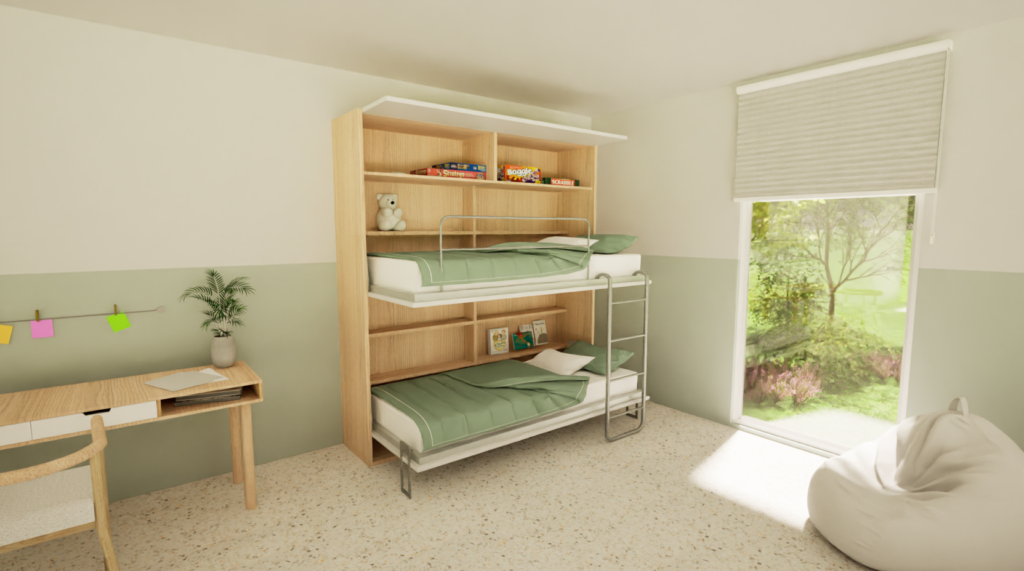 Stapelopklapbed 80x190 cm in kinderkamer