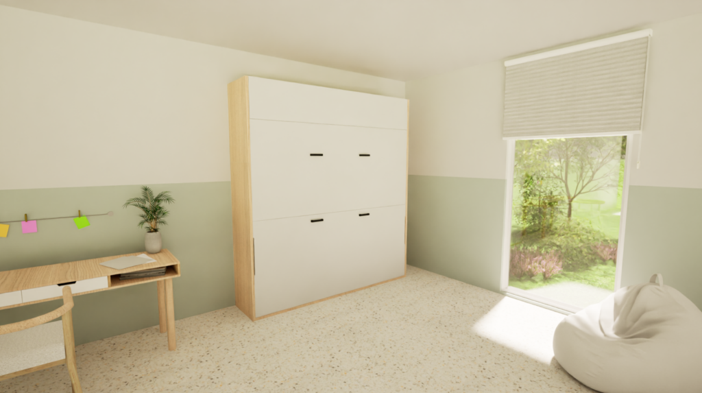 Stapelopklapbed 80x190 cm gesloten in kinderkamer