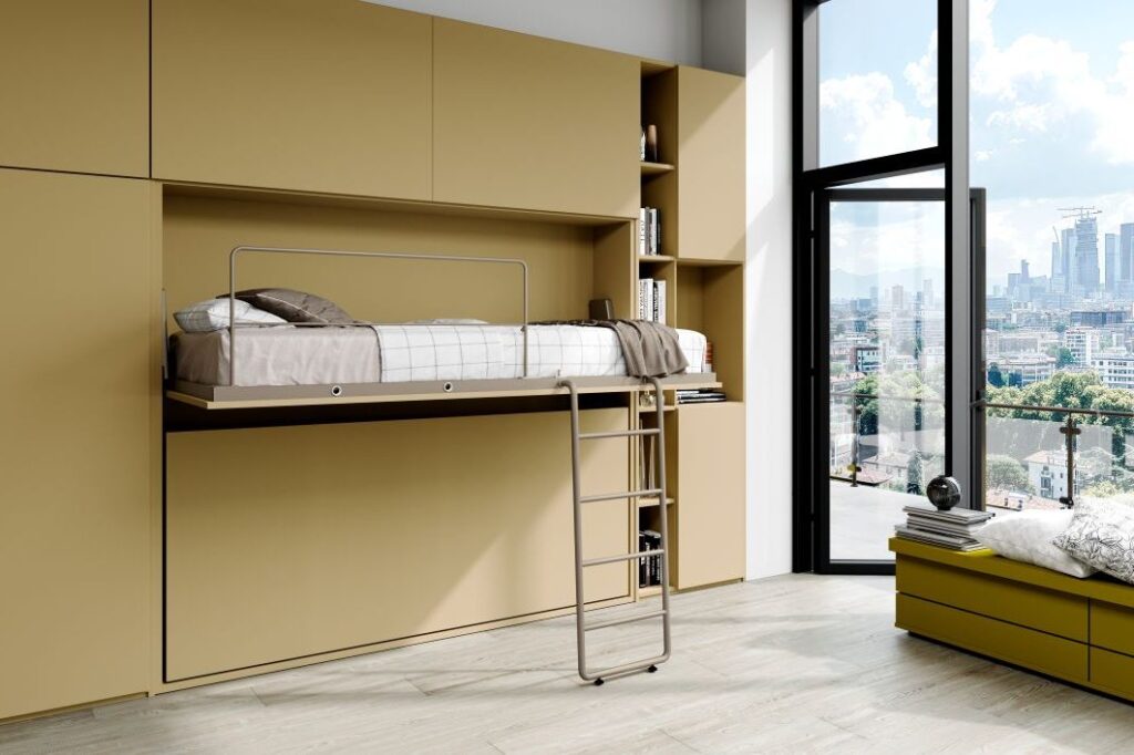 Boone-Doppio-opklapstapelbed in kinderkamer