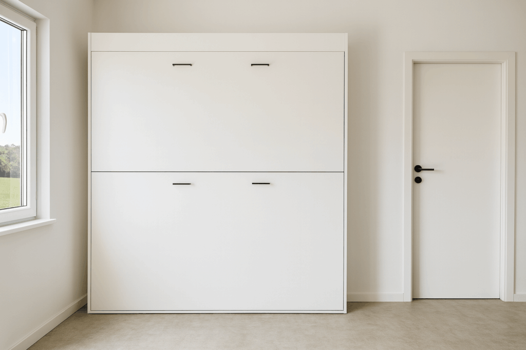 Boone Stapelopklapbed Doppio in witte uitvoering.