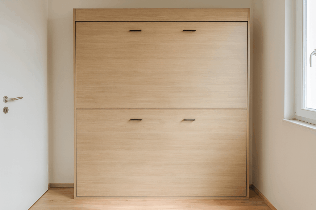 Boone Stapelopklapbed Doppio in licht eiken uitvoering.