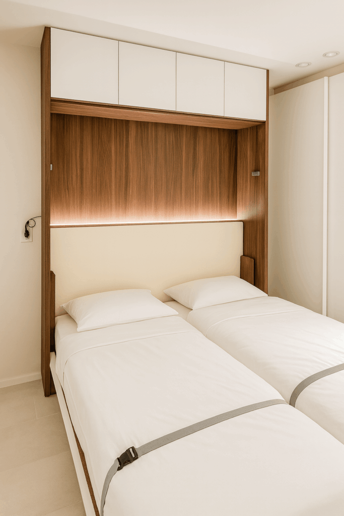 Boone Dorma in open stand in notelaar en met opzetkast.