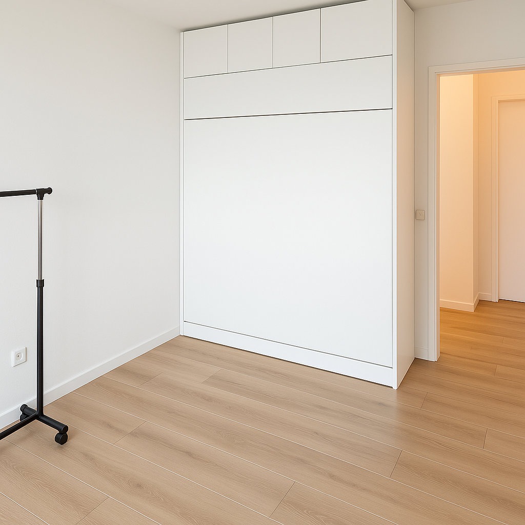 Boone murphybed Dorma in logeerkamer in witte uitvoering met opzetkast.